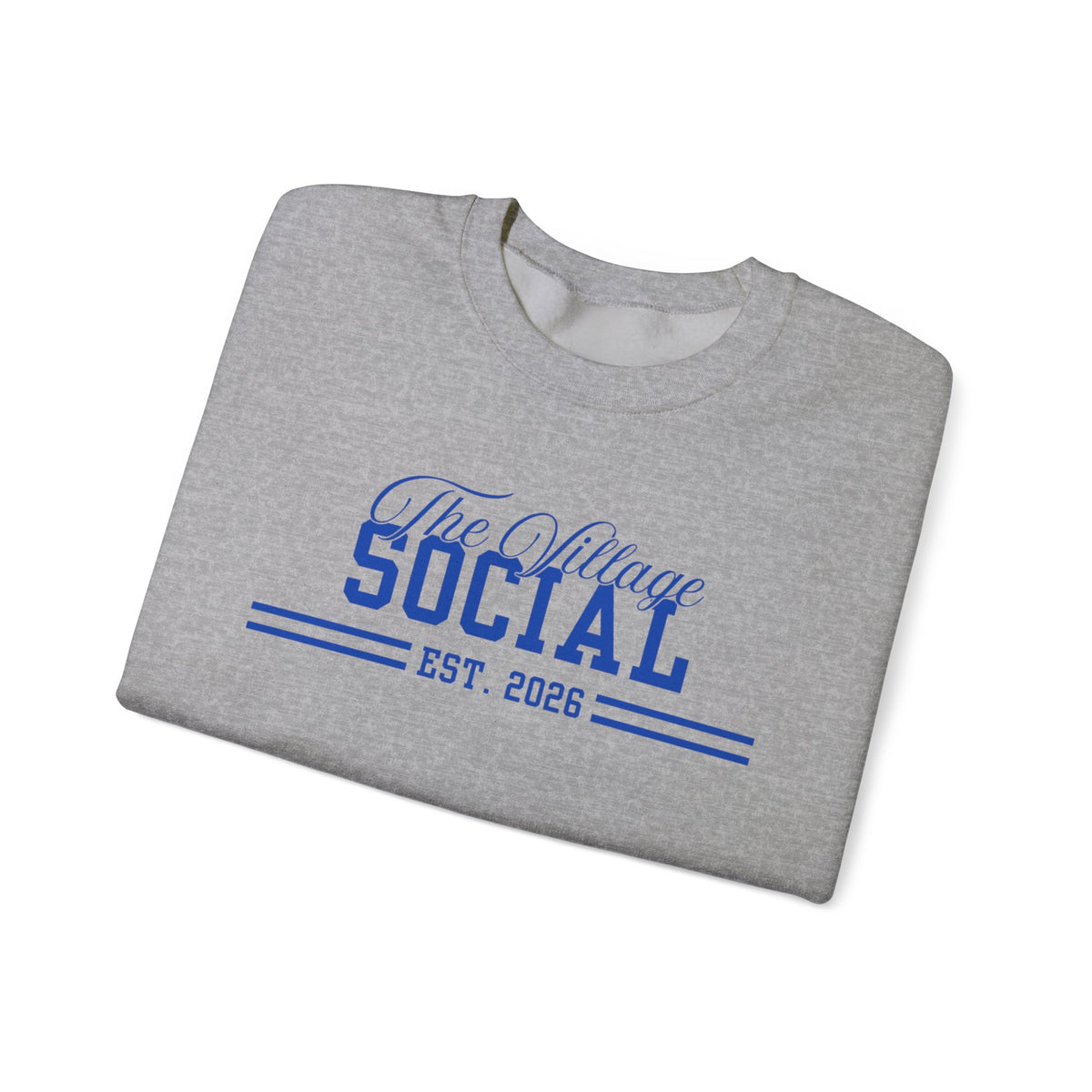 The Village Social Crewneck Sweatshirt — Est. 2026 Vintage Campus Pullover
